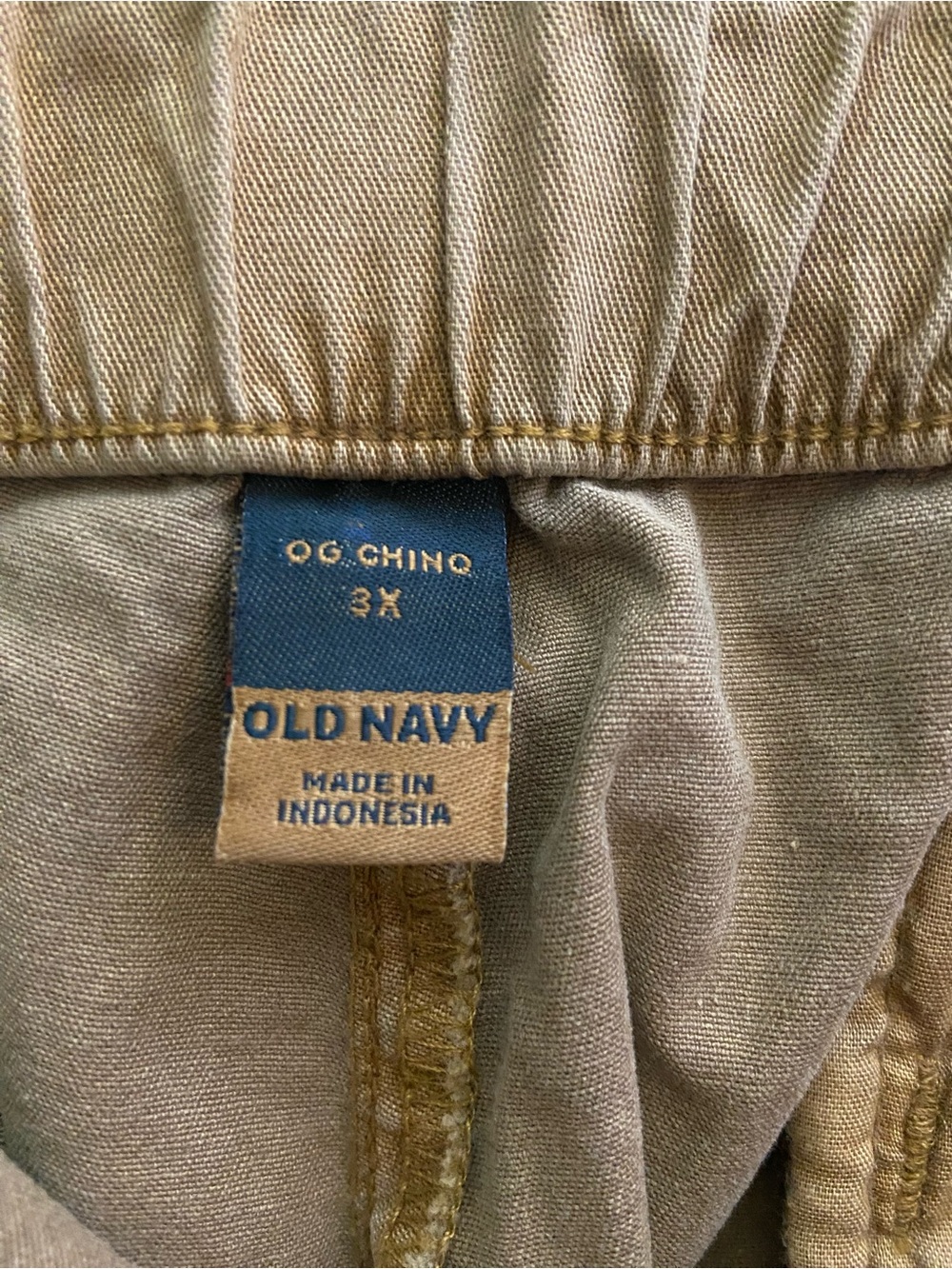 Old Navy OG Chino Pants 3X Khaki Straight Leg Elastic Back Waist - Picture 6 of 8
